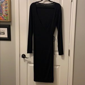 Black Banana Republic Wrinkle Resistant Wrap Dress